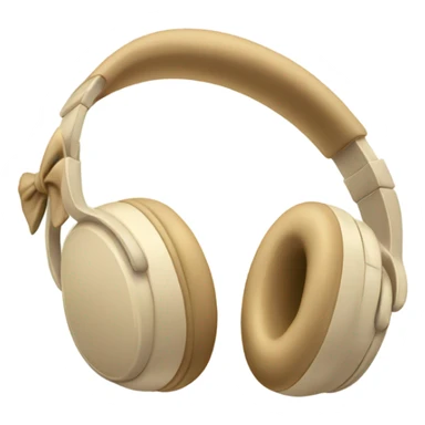 beige apple headphones with beige bows sticker