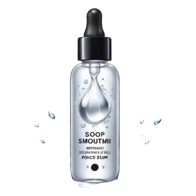 Slim clear dropper bottle with white cap and minimal black text label. Floating above a silver ripple, with icy shimmer rings pulsing outward. Surrounded by tiny frozen sparkles and wrinkle-smoothing energy beams. Looks like a precision anti-aging serum potion — sharp, cold, and potent. sticker