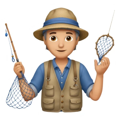 a fisherman is casting the fishing net sticker