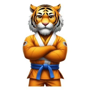 Tiger with evil face   jiu jitsu with his arms crossed sticker