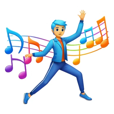 An icon showing vibrant musical notes and rhythm bars, inspired by Muse Dash. The design features colorful, dynamic elements flowing in sync with the beat, with a character dancing in the background. Bright, energetic visuals emphasize the excitement of rhythm-based gameplay. Transparent background. sticker