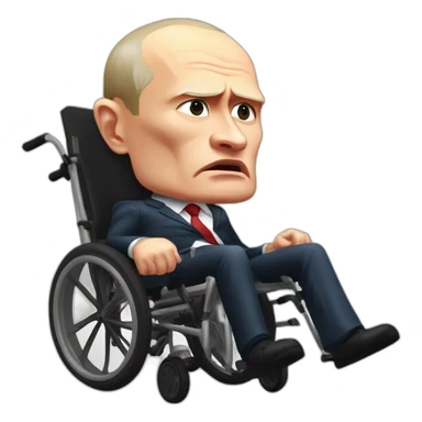 angry vladimir putin on tasty meat cube in small wheelchair sticker