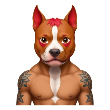 very tattoed pitbull dog with red spky hair sticker