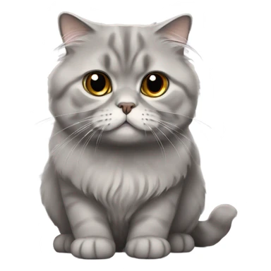 gray scottish fold long-hair cat sticker