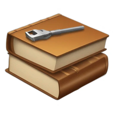 isometric thick BOOK with picture of wood, welder, leather, tools sticker