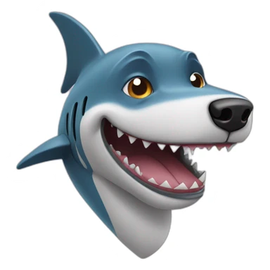 Dog with shark face sticker