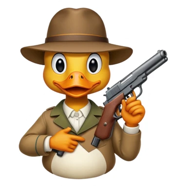 angry duck with a gun in his hand pointing at us  sticker