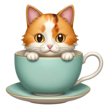 Cat in a tea cup sticker