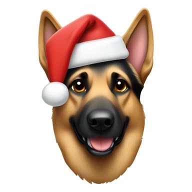 German shepherd wearing a Santa hat sticker