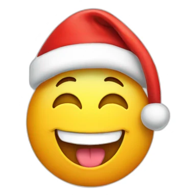 Laughing emoji with a santa hat sticker