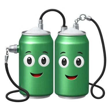 Green Soda can on left on leash of Salt Jug on right sticker