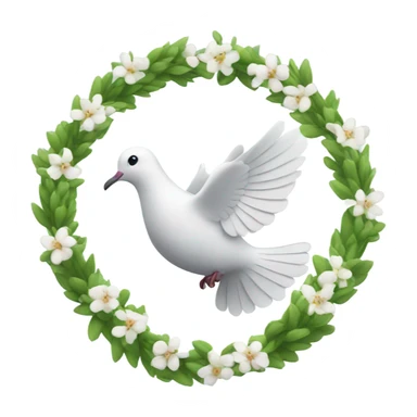 A dove with a green blooming peace wreath sticker