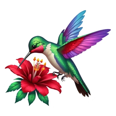 hummingbird drinking nectar from flower sticker