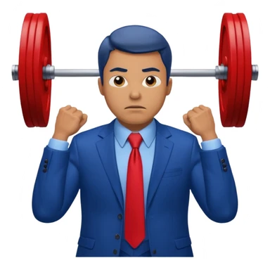 business man in a blue suit and red tie carry heavy weight on his shoulders sticker