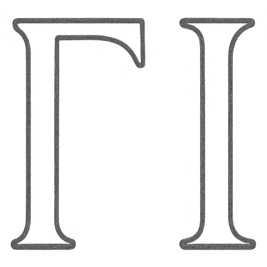 creative combination of Greek letters to symbolize eleven, hand-drawn black outline icon sticker