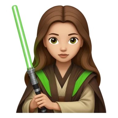Ios 18, starwars green lightsaber jedi woman long brow hair  sticker