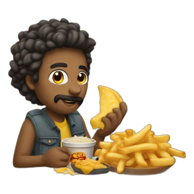 Leon comiendo papas fritas sticker