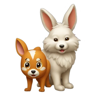 Ours avec un lapin avec un coq avec un renard sticker