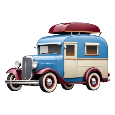 A 1934 rustic old antique rat Chevrolet hot rod caravan with  a large matching trailer that’s blue and cherry pearl  sticker
