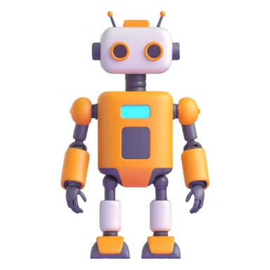 A robot in 3D emoji style, resembling Microsoft's fluent emojis, with a three-dimensional appearance and soft shadows. sticker