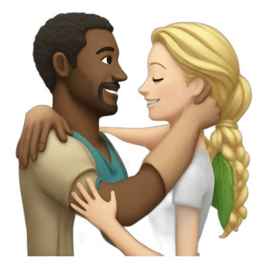 Caribbean man hugging white woman sticker