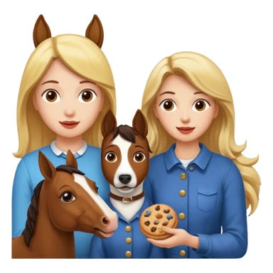 Ein Pferd ein Hund zwei Frauen essen Kekse  sticker