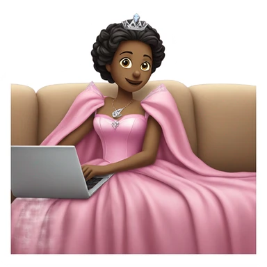 Glinda from wicked in her pink dress with scepter has fever coverd by a blanket on the couch with laptop on her legs sticker
