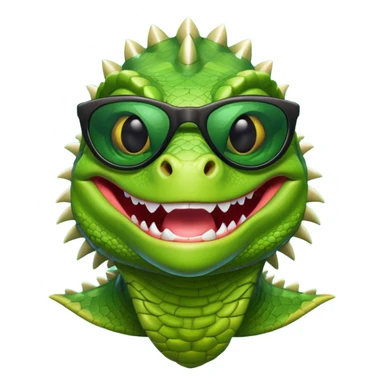 capitalist iguana head with black sunglasses smiling venomously sticker