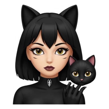 a baddie with lashes and nails and a cat outfit sticker