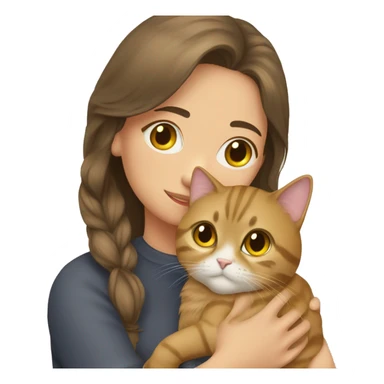 British cat golden with brunette girl hugging sticker