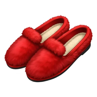 red slippers with red fur sticker