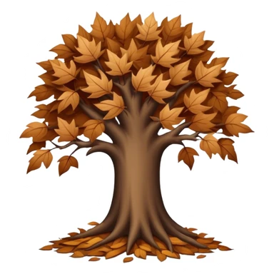leafless tree with pile of leaves below preparing for winter sticker