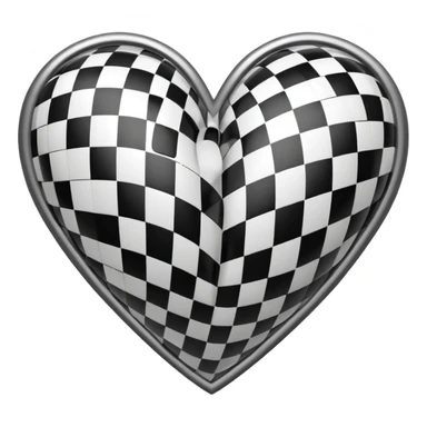 black and white checkered heart sticker