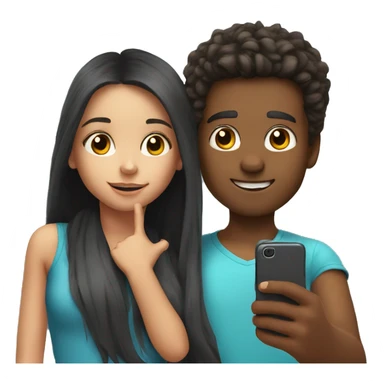 Younger Brother and sister doing selfie sticker