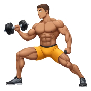 side-view bodybuilder dumbbell lunges sticker