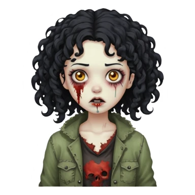 garota zumbi com cabelo cacheado preto sticker