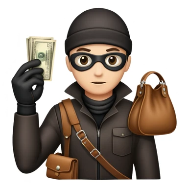 robber holding cash bag sticker