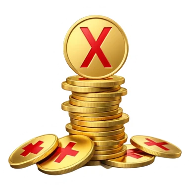 A stack of shiny gold coins without any symbols on top, crossed by a red prohibition sign (no symbol). Apple Emoji style, 3D look, soft reflections, clean white background, high-quality rendering, realistic lighting and shadow, smooth gradients, no text or logo. sticker