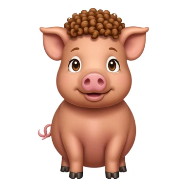 Pig with curly hair sticker