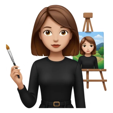 femme brune cheveux mi long noir artiste peintre sticker