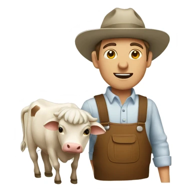 Agriculteur avec sa vache sticker