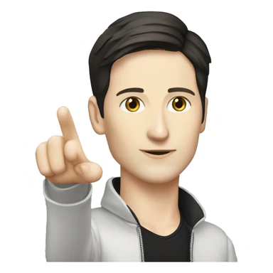 Pavel Durov stands and holds his hand extended to the side, as if he has something in his palm sticker