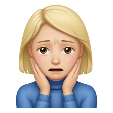 Crying face with hands on neck sticker