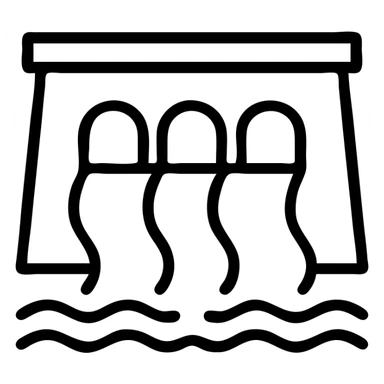 outlined dam with water flowing icon sticker