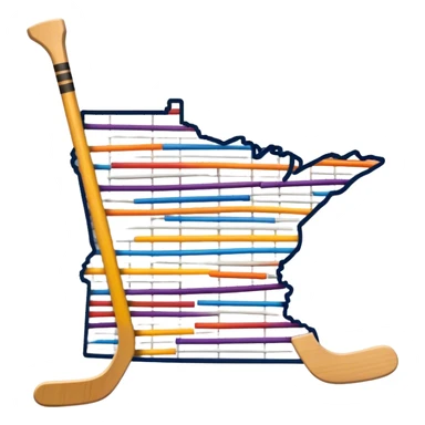 Minnesota state outline with hockey sticks sticker