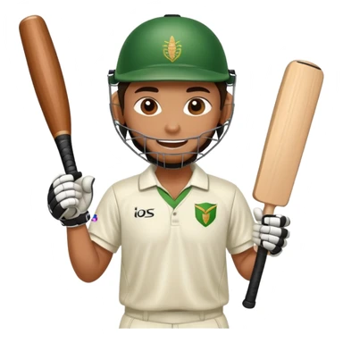 cricket player celebrating after hitting a six, bat raised sticker