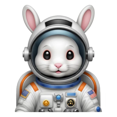 dark hite rabbit astronaut sticker