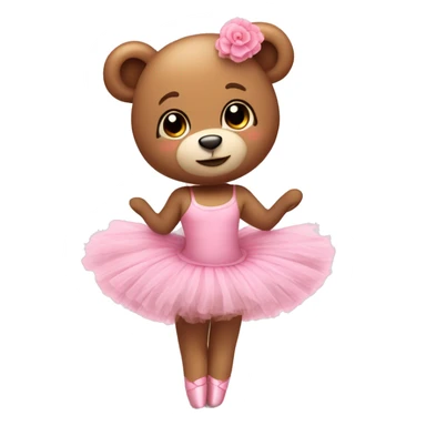 Cute fluffy teddy bear with pink ballerina tutu sticker