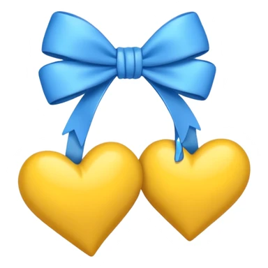 Blue and yellow hearts tied together with a bow sticker