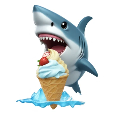Shark eating ice cream sticker